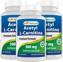 En İyi Doğallar Acetyl L-Carnitine (ALCAR) 500 mg, 120 Capsules, 120 Hizmet - Non-GMO ve Gluten Free, 1 Capsule per Service (3 Pack)