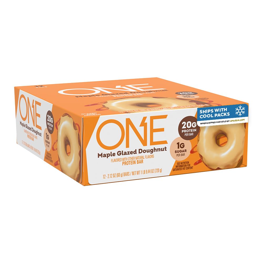 Protein Barları, Maple camlı Doughnut, 20g protein ve 1g Sugar, Pantry Staples, 2.12 oz Count (12)