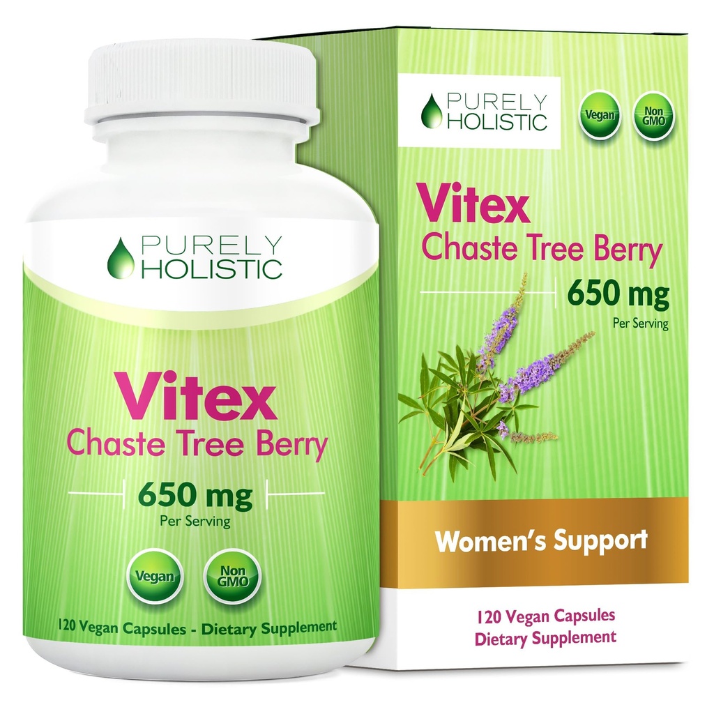 Αμιγώς ολιστικό συμπλήρωμα Vitex σμέουρων 650mg - 4 μηνών προμήθεια 120 κάψουλες Vegan Agnus-Castus κάψουλες δέντρου σμέουρων υποστηρίζει κανονική ισορροπία ορμονών για τις γυναίκες