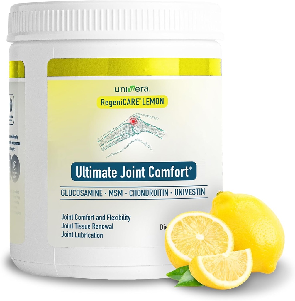Univera RegeniCARE Canister, Γλυκοσαμίνη, Χονδροϊτίνη, MSM, Univestin, Αποκαθιστά το Cartilage, Υποστηρίζει την κοινή άνεση + Κινητικότητα + Ευελιξία, 30-Ημέρες προσφοράς (Lemon Γεύση)