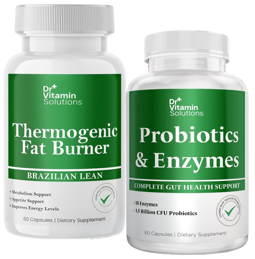 DR VITAMIN SOLUTIONS Thermogenic Fat Burner & Probiyotiks Digestive Health & Bloating Relief for Women & Men - Sche 90 Caps