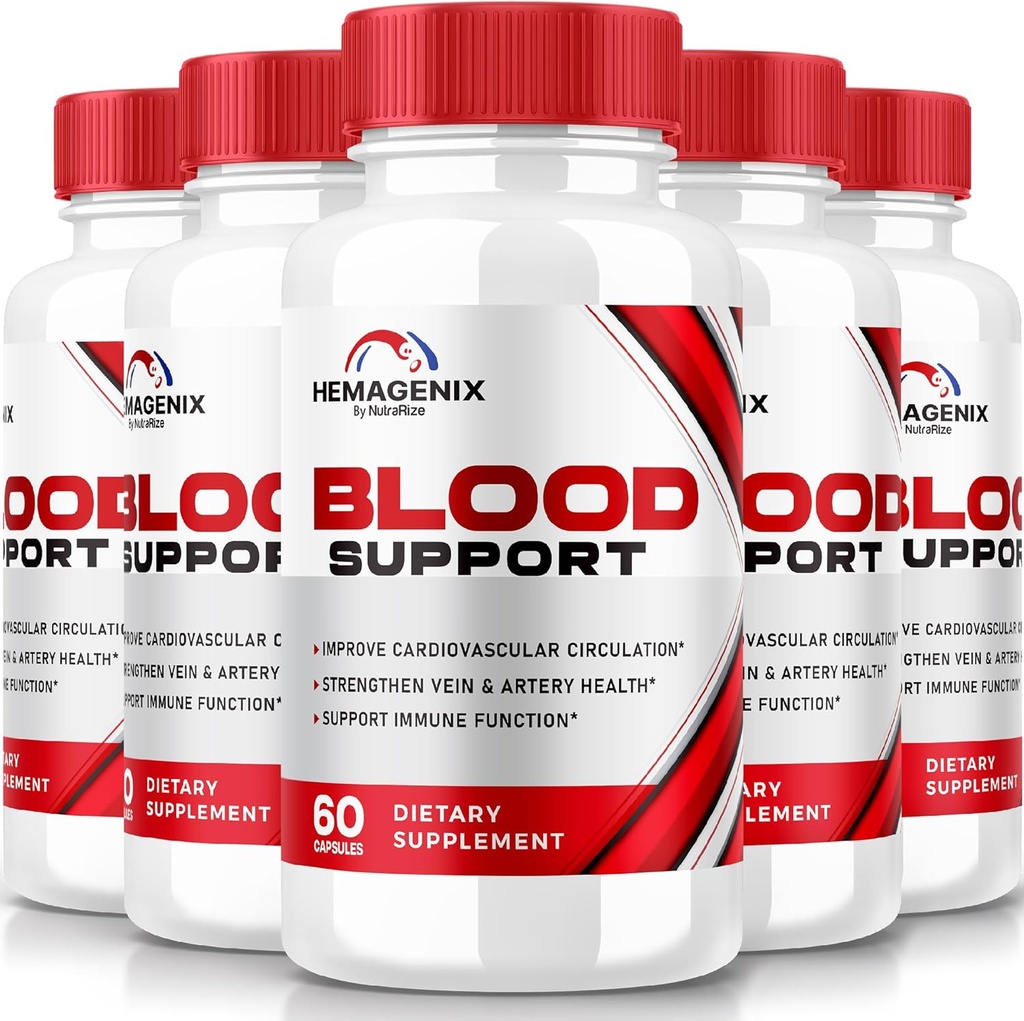 (5 Pack) Hemagenix κάψουλες, Hemagenix Advanced Blood Support Formula, Όλα τα φυσικά συμπλήρωμα για να διατηρήσει υγιή επίπεδα, επιπλέον χάπια δύναμη για τη συνολική ευεξία, επίσημες κριτικές (300 κάψουλες)