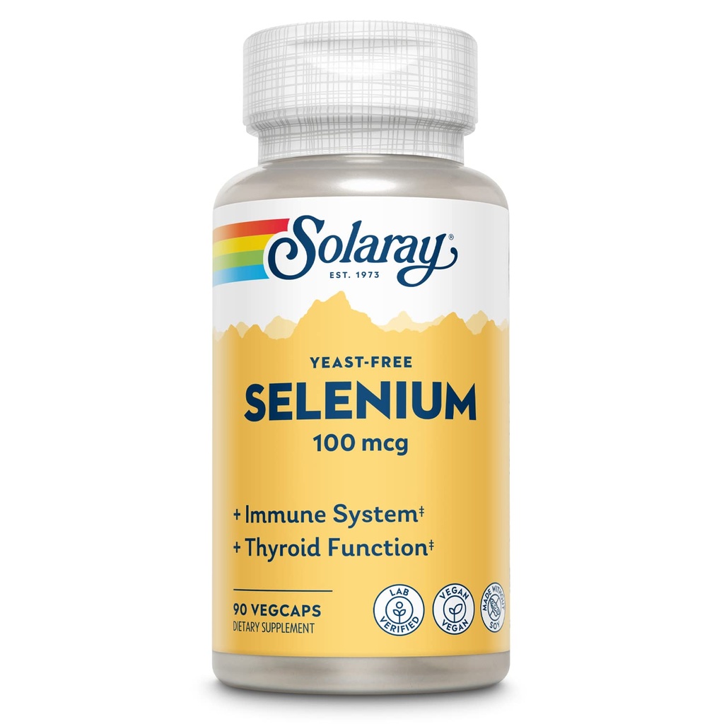 Solaray Yeast Free Selenium 100 Telefon, Sağlıklı Immune & Tiroid Fonksiyonu Desteği, Gelişmiş Aborpsiyon, 90 Serv, 90 VegCaps