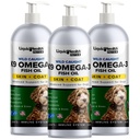 Liquid Health Pets K9 Omega 3 Fish Oil for Dogs - Υγρό Ωμέγα 3 συμπλήρωμα για τα κατοικίδια ζώα με EPA + DPA + DHA - Μείωση φαγούρα & χύτευση, αρθρώσεις υποστήριξης, ασυλία, εγκέφαλος, καρδιά υγεία - ΗΠΑ Made (3 Pack)