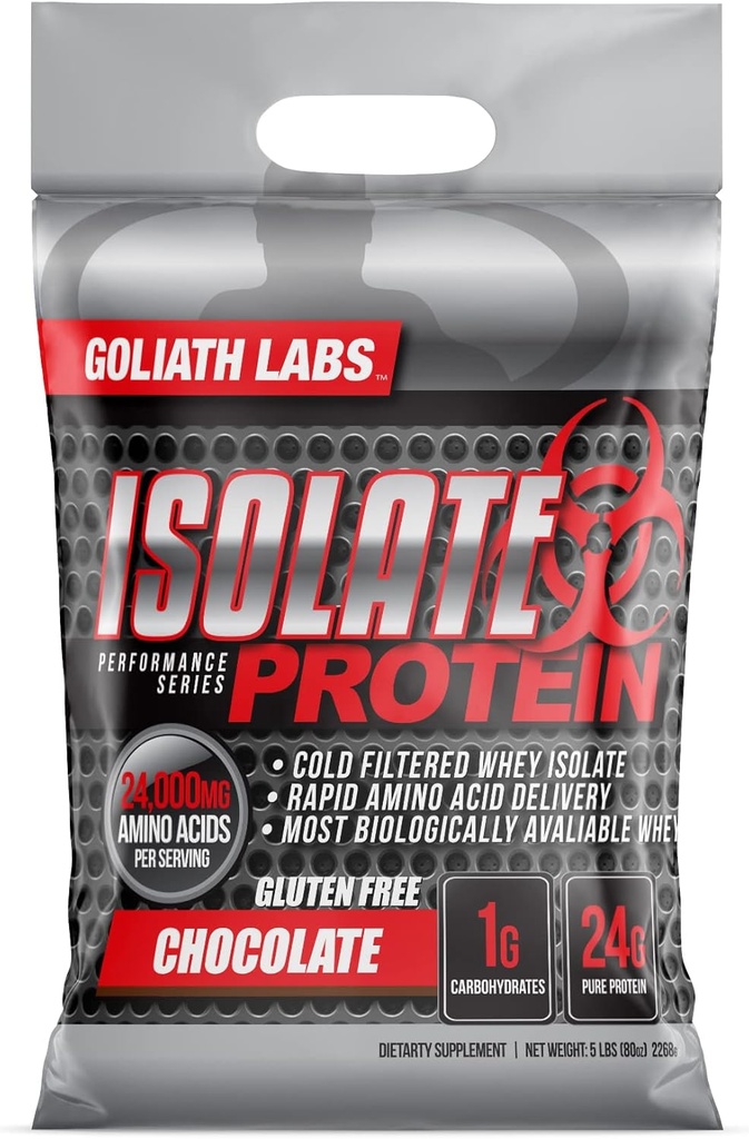 Goliath Labs, Protein Tozu [5 lbs/Pack of 1/Chocolate] –Nutrition Isolate Protein, 24g Pure Protein, 7.75g BCAAs, Kas Building protein Toz (Pazarlama) – Diyet & Spor Beslenme
