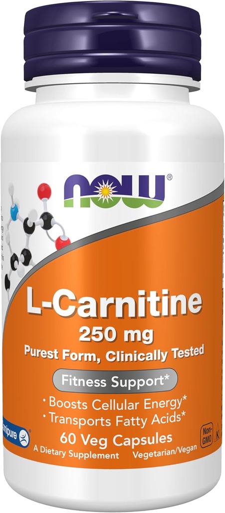 Şimdi Tamamlar, L-Carnitine 250 mg, Purest Form, Amino Asit, Fitness Desteği *, 60 Veg Capsules