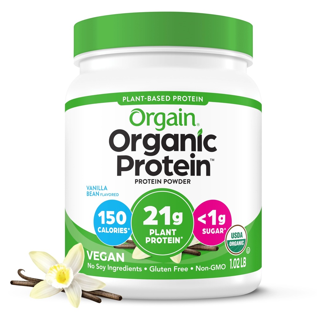 Ya da Geri Organik Vegan Protein Toz, Vanilla Bean - 21g Plant bazlı Protein, 4g Prebiyotik Fiber, No Lactose Malzemeler, Yok Sugar, Non-GMO, For Shakes & Smoothies, 1.02 lb (Pazar May Vary)