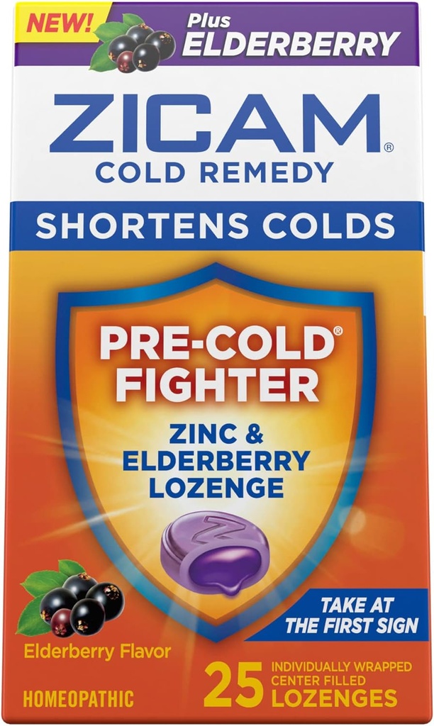 Zicam Ψυχρή Remedy Zinc Lozenges, Elderberry Flavor, Ομοιοπαθητική, Καταπραϋντικό Λαρύγγι και Βήχας, Ψυχρή Λιποθυμία Ιατρική, Συντομεύει Ψυχρή Διάρκεια, 25 κόμης