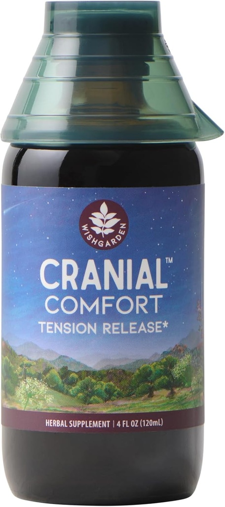 WishGarden Herbs Cranial Comfort - Plant-Based Herbal Supplement with White Willow Bark Extract, Lavender & Scullcap Supports Release of Head, Neck & Shoulders Tension, Stress & Muscle Tension, 4oz