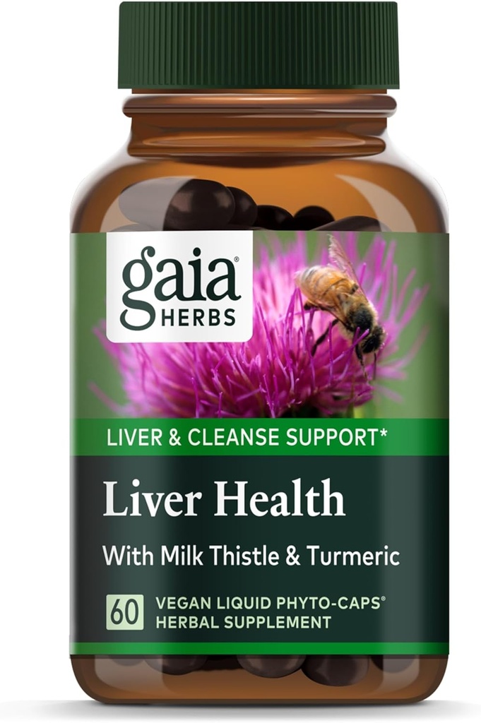 Gaia Herbs Liver Health - Συμπλήρωμα ήπατος με γαϊδουράγκαθο γάλακτος, turmeric Root με κουρκουμινοειδή, Schisandra, και Licorice Root για συκώτι και Cleanse Υποστήριξη-60 Vegan Liquid Phyto-Capsules (30-Day Supply)