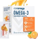 Coromega Omega 3 Fish Oil Supplement, Omega-3s ile 3X Daha İyi Abhidrasyonları Softgels, Orange Flavor, 30 Single Serve Squeeze Packets