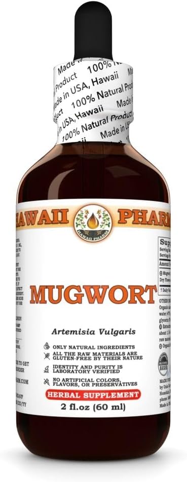 Hawaii Pharm Mugwort Extract, Tincture for Energy Boost, Supports Relaxation, Eases Digestion, Discovers Liver Function, Encourages Blood Circulation, Advanceds Sleep - 2 fl.oz