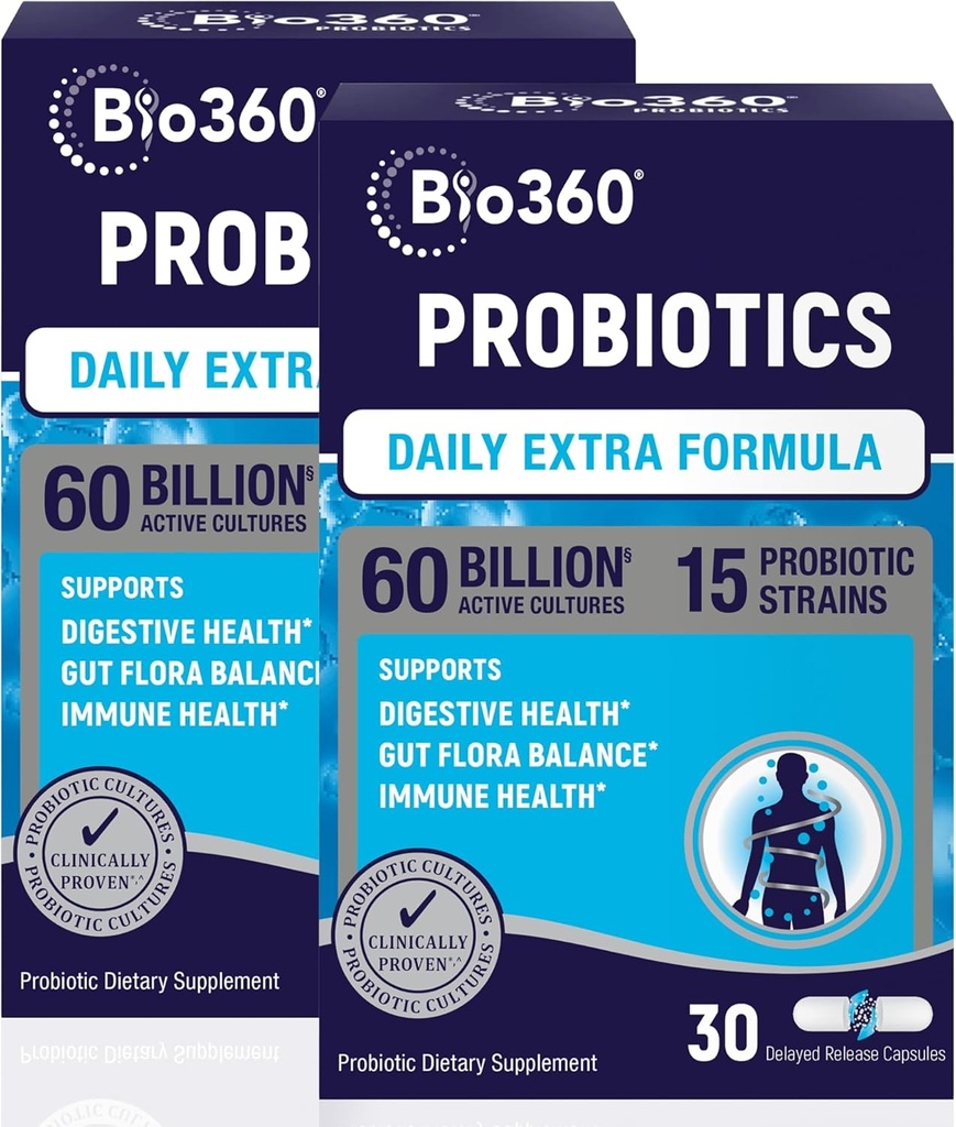 Επιπλέον δύναμη Probiotic για την Digestive Υγεία και την υποστήριξη του ανοσοποιητικού, 60 δισεκατομμύρια CFU & 15 Strains, Gut Υγεία Προβιοτικά για άνδρες και γυναίκες Υποστηρίζει περιστασιακή δυσκοιλιότητα, Διάρροια, Αέριο & Αίμα, 60CT
