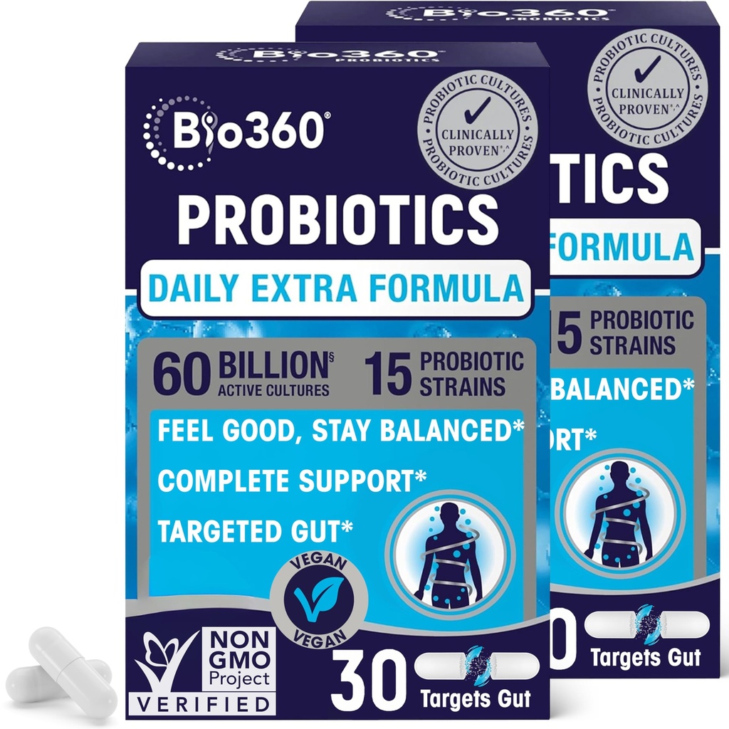 Digestive Health ve Immune Support, 60 Milyar CFU & 15 Strains, Gut Health Probiyotiksional Constipation, Diarrhea, Gas & Bloating, 60CT