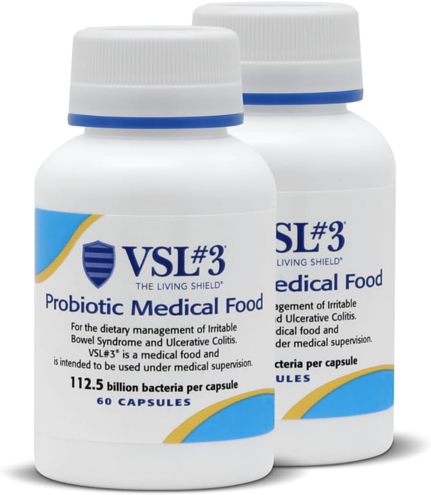VSL #3 Probiyotiks for Digestive Health, IBS & UC Belirtileri - 112.5B CFUs, High-Potency, Multi-Strain, Live, Reerated Probiyotik, Medical Food for Gut Health Support in Men & Women, 120 Capsules