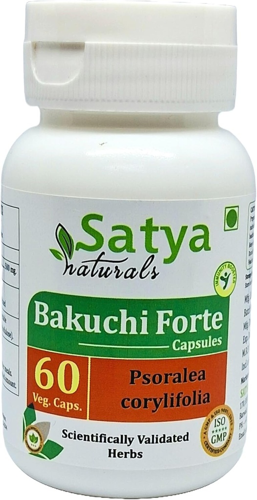 Bakuchi Forte Capsule 500 mg. 60 Veg. Capsule | Bakuchi (Psoralea Corylifolia) Men ve kadınlar için Kapsüller | Ayurvedic Herbal Supplement / R kaçtılar | 10:1 Forte (1 60 Capsules Şişe)