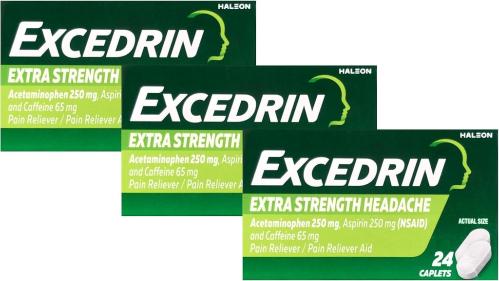 Excedrin Ekstra Güçlü - 24 Caplets, Pack of 3