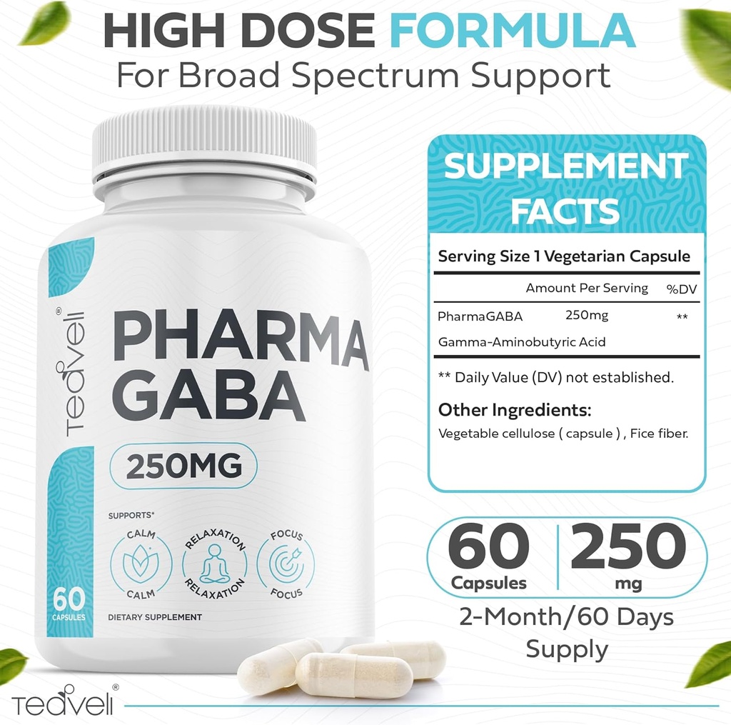 Teaveli The Focus and Sleep Sche with PharmaGABA (250 mg) ve Apigenin (50 mg).