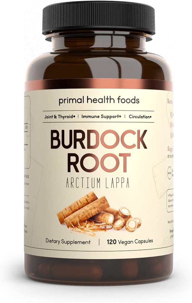 Organik Burdock Kök Kapsülleri 1000 mg 60 Hizmetler | Circulation, Blood, Immune, Thyroid, Skin ve Ortak Destek | Vegetarian, Organic, Non-GMO & Gluten Free