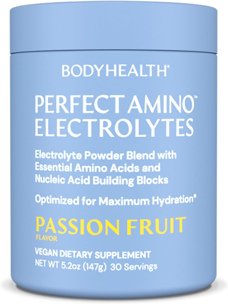 BodyHealth PerfectAmino Ηλεκτρολυτές σκόνης Όχι Ζάχαρη, Νηστεία ενυδάτωσης Keto Zero Ζάχαρη Ηλεκτρολύτες Ποτό Μίγμα με Ίχνη Ορυκτά - Πάθος Φρούτα - 30 Μερίδες