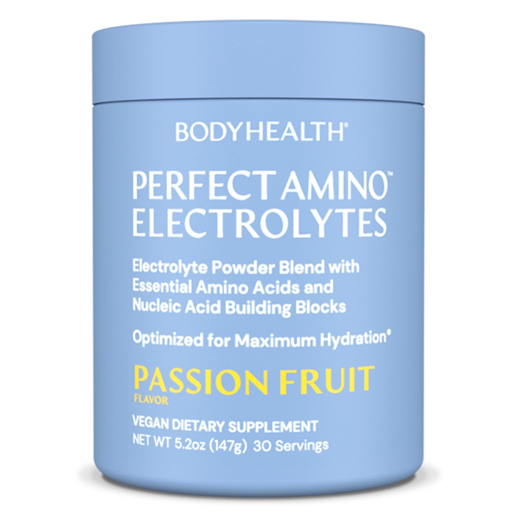 VücutSağlık MükemmelAmino Elektrolytes Toz No Sugar, Hydration Fasting Keto Zero Sugar Electrolytes Drink Mix with Trace Minerals - Passion Fruit - 30 Servisler