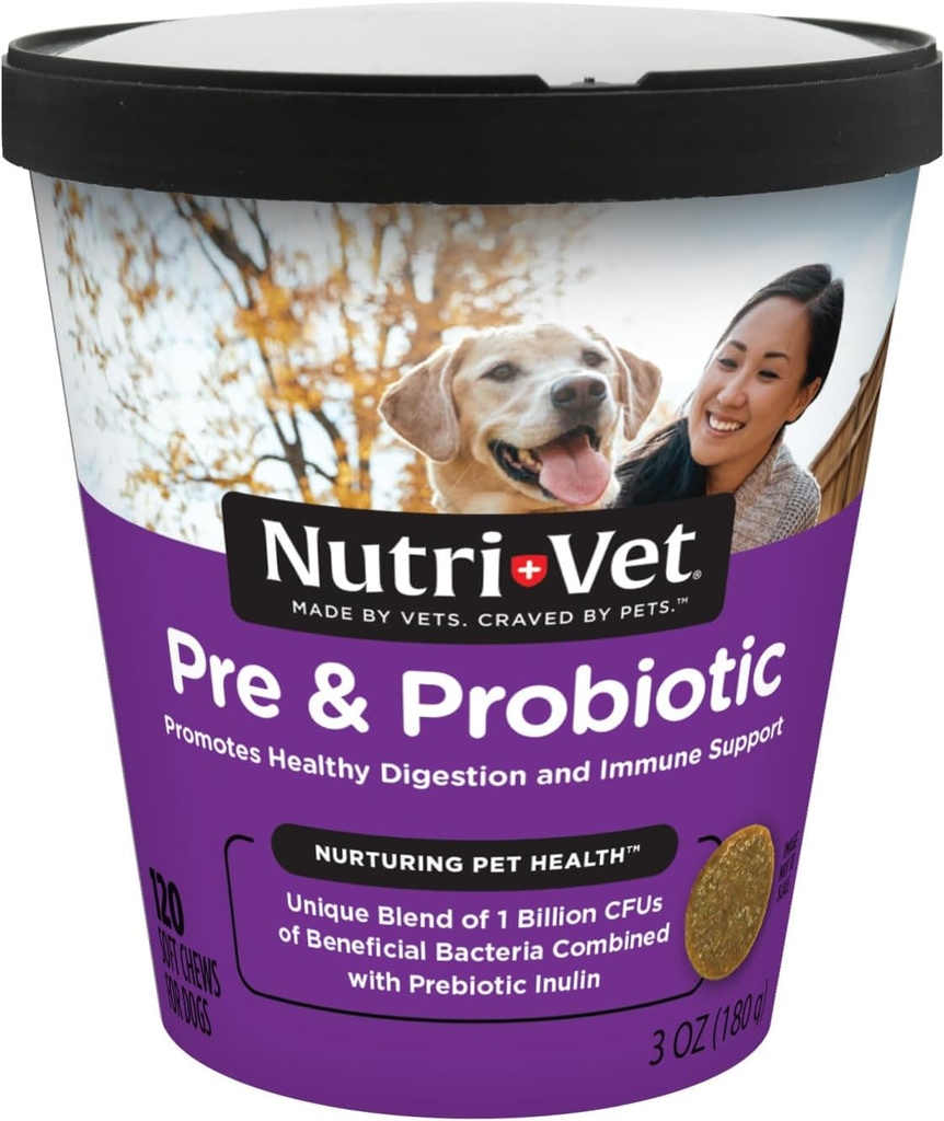 Köpekler, Digestive Support, Upset Stomach, Puppy Probiyotik, Pet Vitamins ve Supplements, Dog Probiyotiks, Liver & Cheese Flavor, 120 Soft Chews