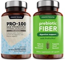 Vitamin Bounty Pro-100 Probiotics & Prebiotic Fiber Bundle: Ultimate Gut Health Support with 13 Strains, 100 Billion CFUs, Zinc & Vitamin C, Καθυστερημένες κάψουλες απελευθέρωσης - 90 Κάψουλες