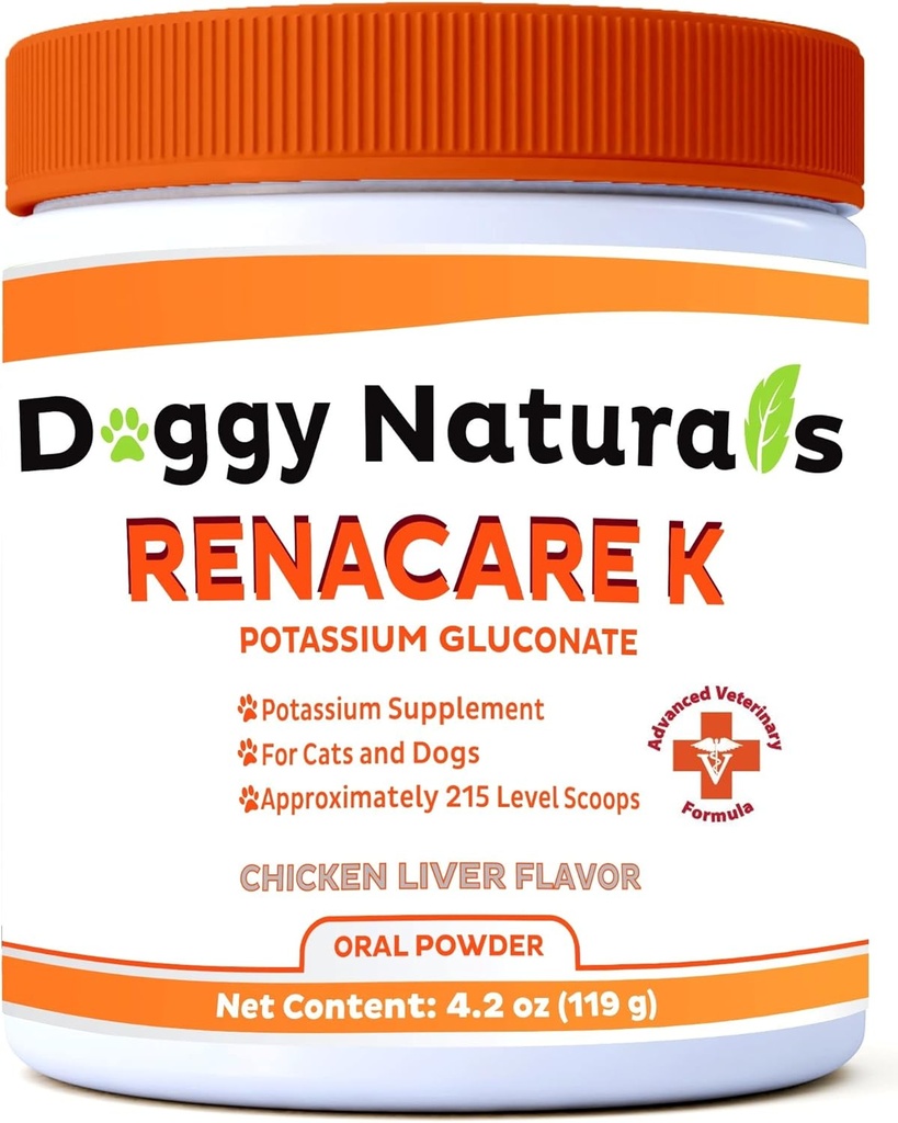 RenaCare K, Renal K (Uygulamalı Gluconate) Köpekler ve Cats için Potasyum Tamam Toz, (4 oz) Tavuk Canlı Flavor - 215 Seviye Scoop (Made is U.S.A)