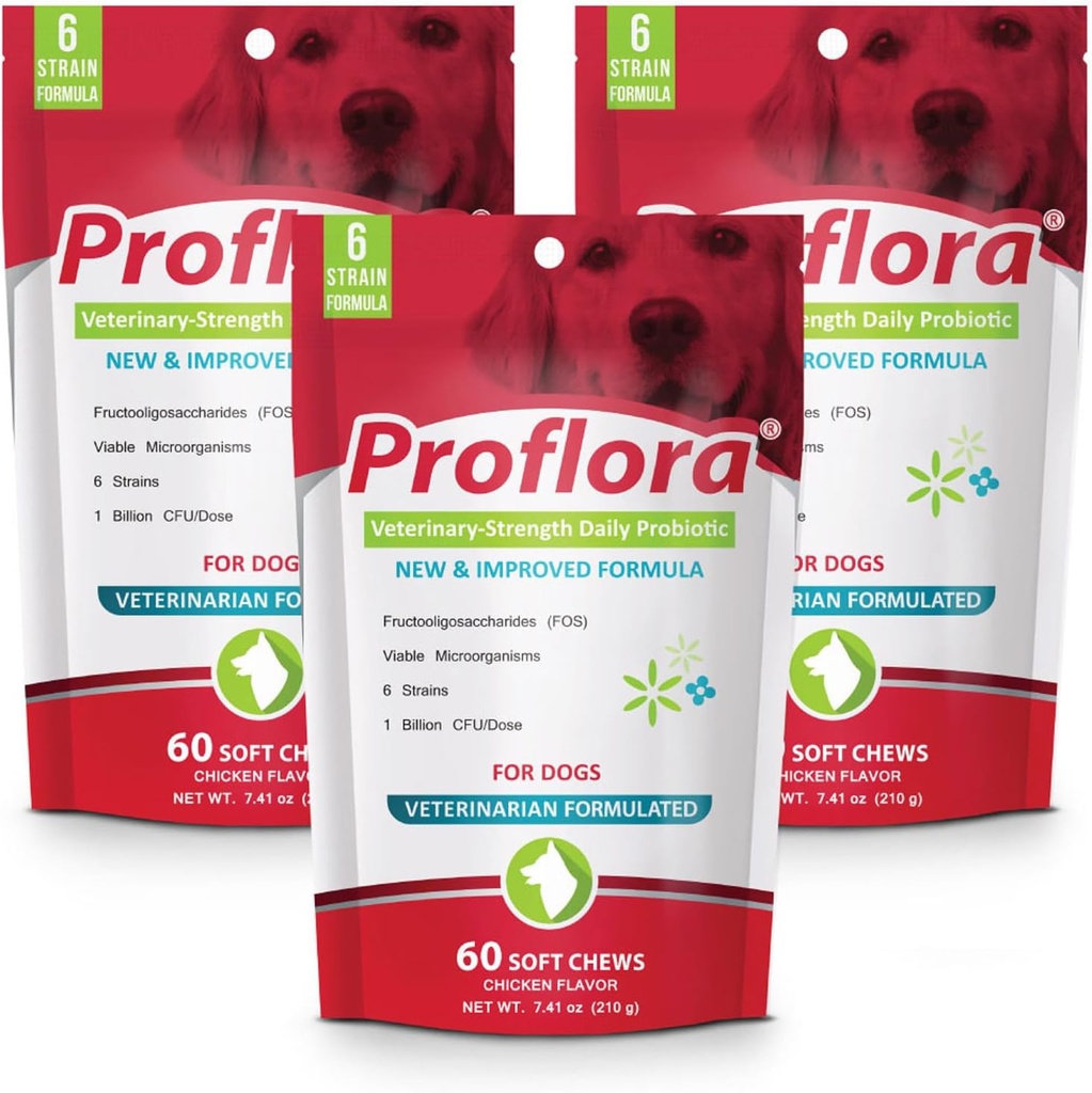 Proflora Probiyotik Yumuşak Chews for Dogs - Veteriner-Strength Daily Probiyotik - Digestion Health - Boost Immune System - Skin and Coat Health - 180 Soft Chews