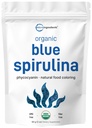 Organik Blue Spirulina Toz (Phycocyanin özü), 60 Hizmet - Balık kokusu yok, Blue-Green Algae, Natural Luminous Food Coloring for Smoothies, Baking, Drinks & Cooking
