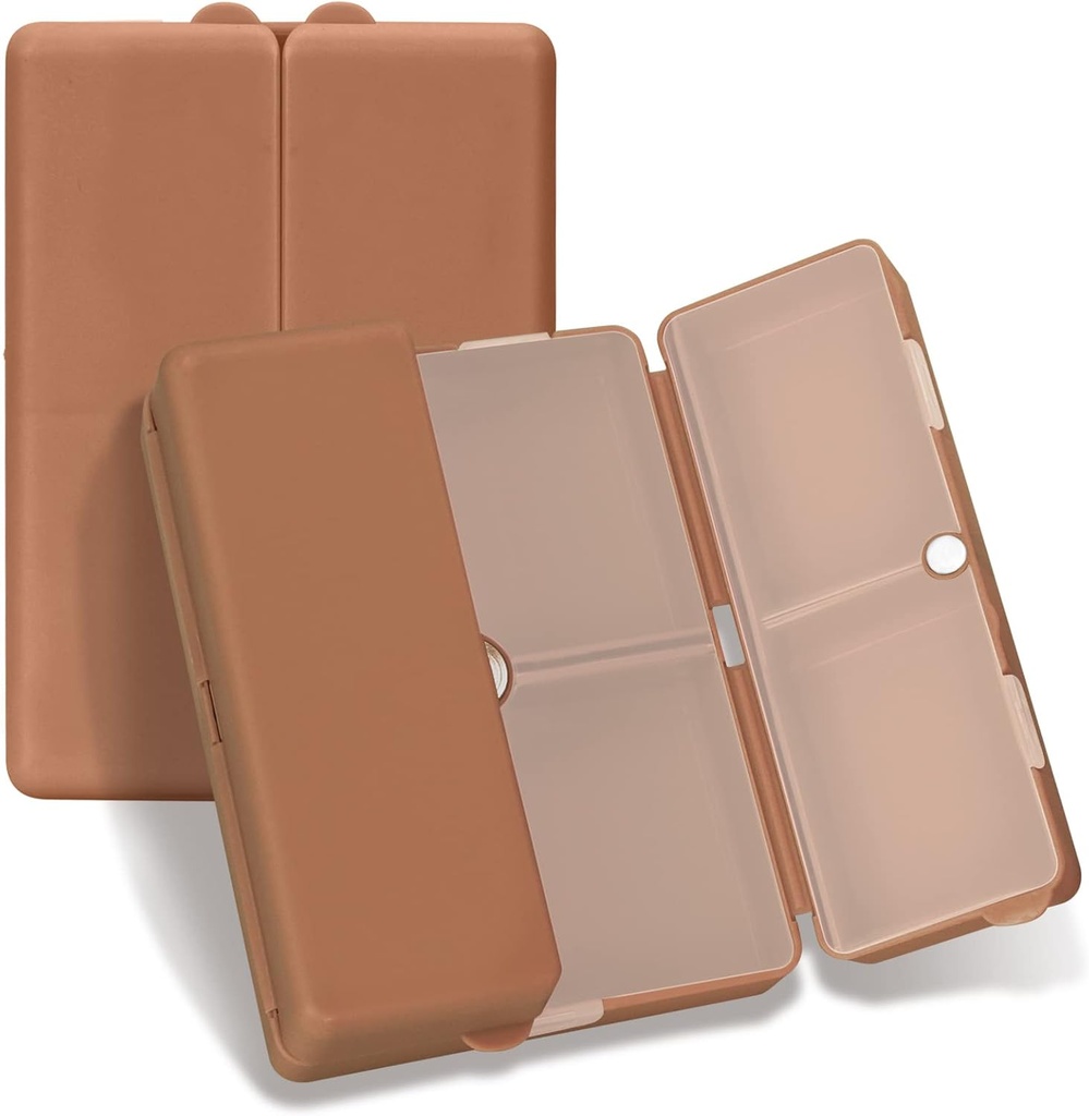 FYY Daily Pill Organizer,7 διαμερίσματα Φορητό χάπι υπόθεση Travel Pill Organizer, [Folding Design] κουτί χάπια για το πορτοφόλι τσέπη για να κρατήσει βιταμίνες, Cod λάδι ήπατος, συμπληρώματα και φαρμακευτική αγωγή-καφέ