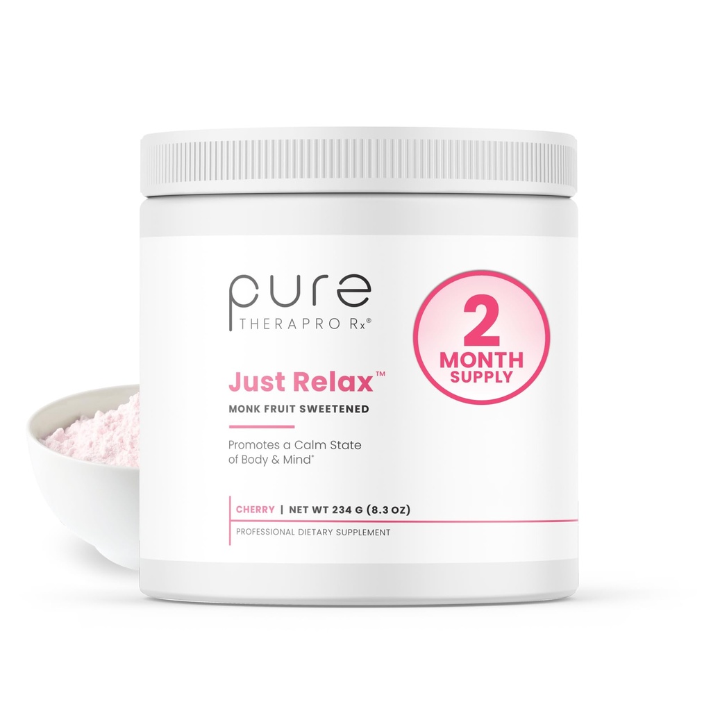 Saf Therapro Rx Just Relax Cherry - 60 Hizmetler | Destekler Rahatladı Mood & Sağlıklı Kan basıncı | Myo-inositol, Di-Magnesium Malate, GABA, Taurine, & L-Theanine