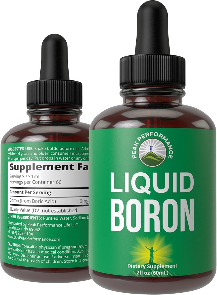 Erkekler ve kadınlar için sıvı Boron Supplement. ABD'de Mined. Vegan + Ionic Trace Mineral, Bone, Joint Health için yüksek Bioavailability ile düşer. Zero Sugar, No Bitter Taste. Boron Komplek Supplements