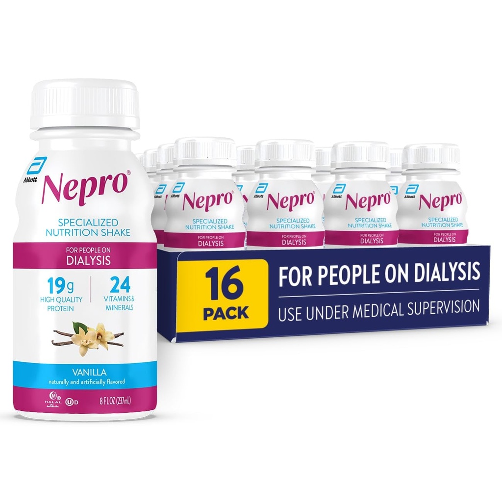 Nepro Nutrition Shake for People on Diassy, 19g Protein, 420 θερμίδες, βανίλια, 8 fl oz, Συσκευασία των 16