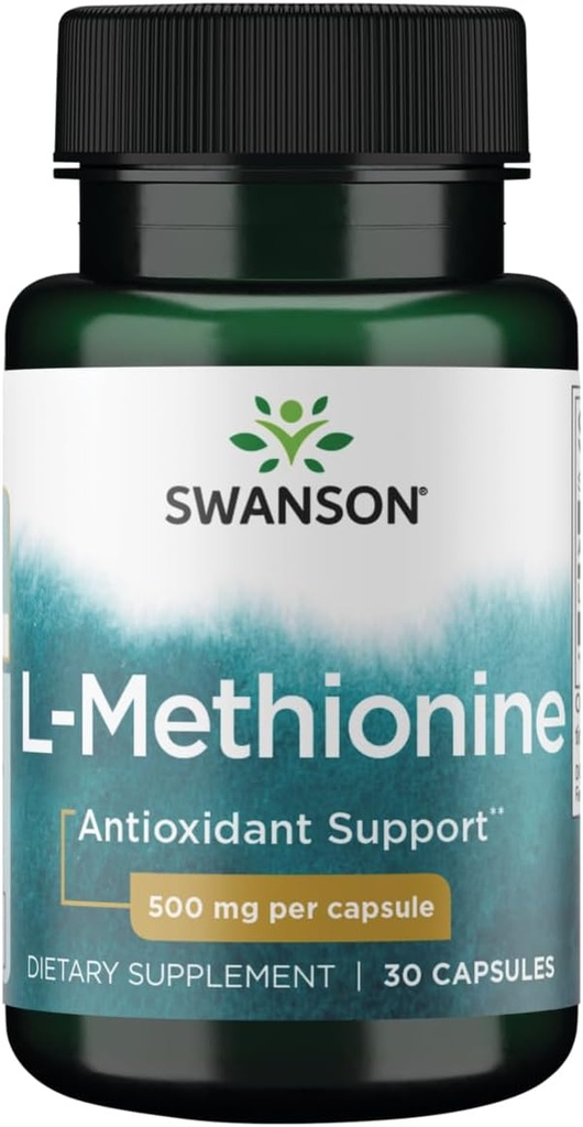 Swanson Amino Acid 100% Αμιγής L-Μεθειονίνη Απαραίτητο Αμινοξέο Υποστήριξη Ηπατική λειτουργία 500 Milligrams 30 Κάψουλες