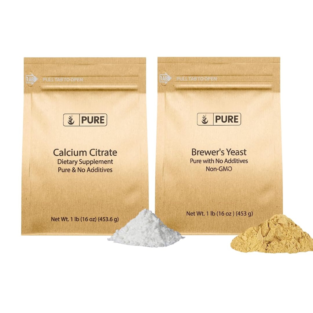 Pure Original Materialss Brewer's Yeast anduba Citrate Sche, 1 lb Her, Nomixs veya Fillers, Supplements