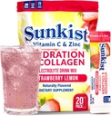 Donmuş Bean Sunkist Collagen Drink Mix - Hydration Strawberry Lemon Electrolyte Drink for Women with C, çinko, Collagen,, Doğal Flavored - 20 Pack