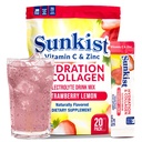 Donmuş Bean Sunkist Collagen Drink Mix - Hydration Strawberry Lemon Electrolyte Drink for Women with C, çinko, Collagen,, Doğal Flavored - 20 Pack