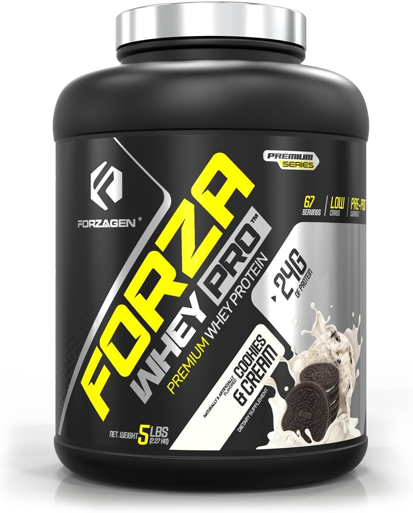 Forzagen Whey PRO Low Carb protein Tozu | Servis başına proteinin 24g, Low-Sugar, Erkekler ve Kadınlar için Shakes & Mixes için Premium Whey, BCAA | Cookies & Cream, 5 lbs. (67 Hizmet)