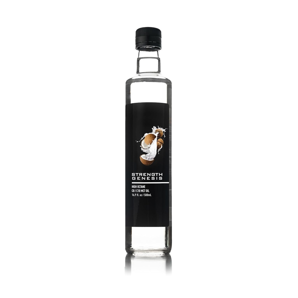 Premium MCT Oil High Octane C8 C10 MCT Oil 500ML BPA Ücretsiz Cam Şişe | En İyi MCT Keto Kahve, Çay, Smoothies | Pure MCT Coconut Petrol% 60 C8% C10 Non-GMO Coconuts Gluten Free Unflavored