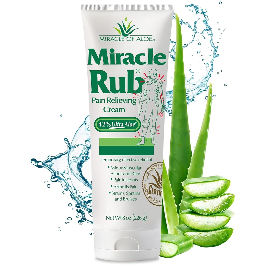 Aloe Miracle Rub Pain Relieving Cream 8 oz, Hızlı ve Etkili Artrit, Kas ve Ortak Ağrı - En Güçlü UltraAloe Formula, Topical Analgesic
