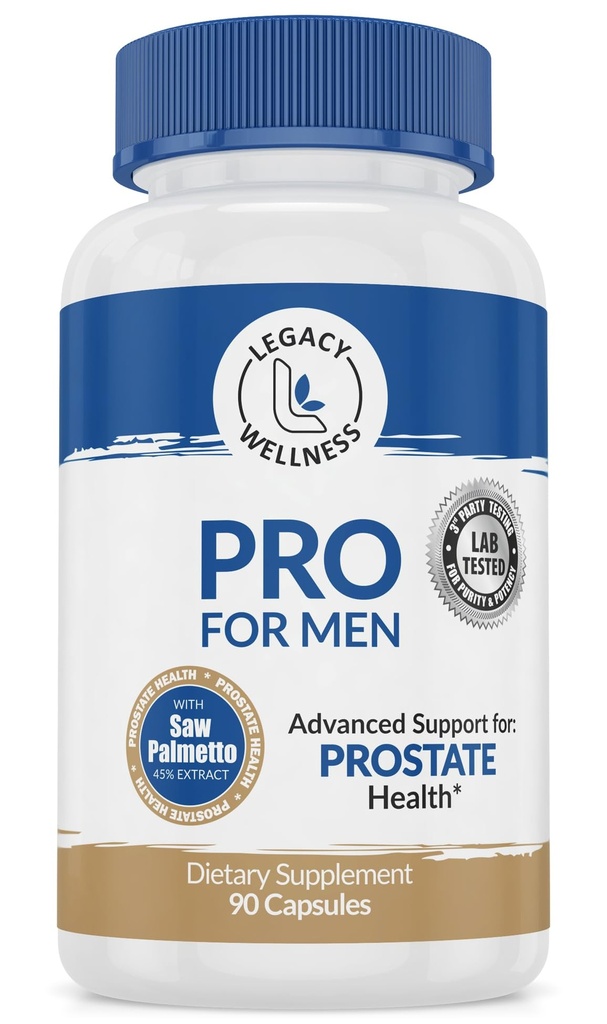 PRO Συμπληρώματα υγείας Prostate για τους άνδρες με πριόνι Palmetto, Beta σιτοστερόλη + Υποστηρίζει υγιή ούρηση & ροή, μειώνει τις παρόρμηση & ταξίδια στο μπάνιο ώστε να μπορείτε να κοιμηθείτε καλά + DHT αποκλειστής, 90 κάψουλες