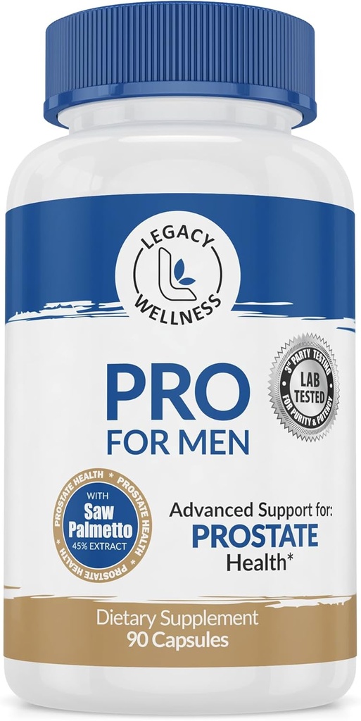 PRO Prostate Health Supplements For Men with Saw Palmetto, Beta Sitosterol + Supports Health Urination & Flow, Reduces Urges & Bathroom Trips So You Can Sleep Well + [-]