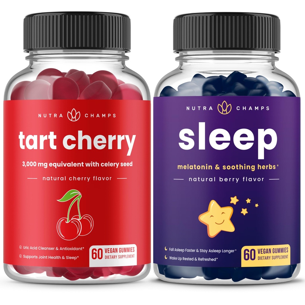 NutraChamps Tart Cherry & Gummies ύπνου Bundle 
