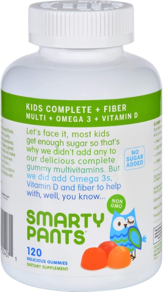 SmartyPants Multivitamin - Çocuklar Tamam ve Fiber Gummy - 120 Kont