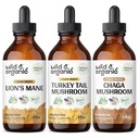Wild & Organic Lion's Mane, Türkiye Tail & Chaga Mushroom Tinctures