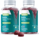 Viteey Biotin Gummies για το δέρμα των μαλλιών και τα νύχια - Βιοτίνη για την ανάπτυξη των μαλλιών Gummies - 10.000 mcg - Vegan, χωρίς γλουτένη, μη GMO – 120 κόμης