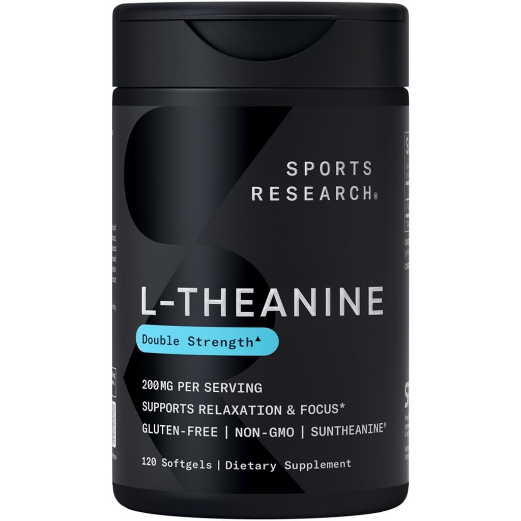 Spor Araştırmaları L-Theanine 200mg with Organic Coconut Oil | Suntheanine Supplement for Focus, Relaxation & Alertness | Double Strength, Non-GMO & Gluten Free