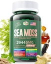 Sea Moss 12000 mg Black Seed Oil 6000mg Ashwagandha 3000 mg Turmeric 1000 mg Bladderwrack 2000 mg Burdock 3000 mg & Vitamin C & D3 With Dockberry Manuka Dandelion Sarı Iodine Chlorophyll ACV