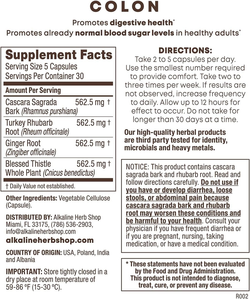 Herb Store Colon Supplement 150 Capsules (Happy Colon)
